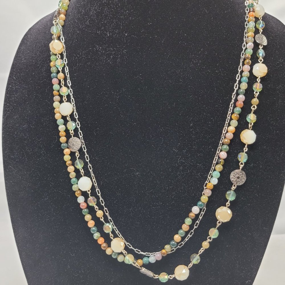 Necklace with natural earthy color tone beads